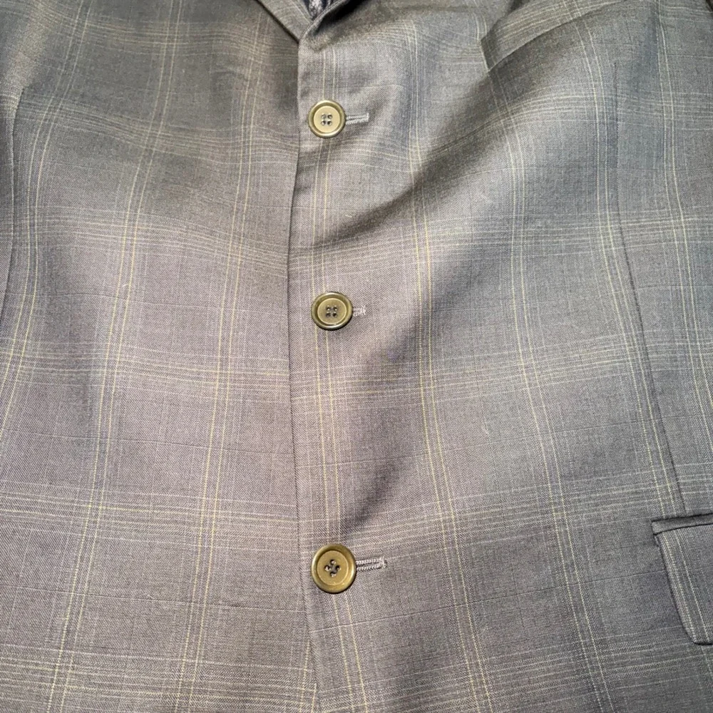 Zanetti Mens 52R Blue Plaid Blazer Angelico Super 130s Wool Sport Coat Italy